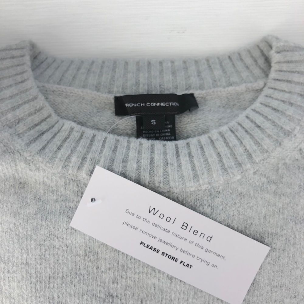 French Connection Color Block Oversized Crewneck Sweater in Ivory, Grey & Brown - Picture 11 of 13